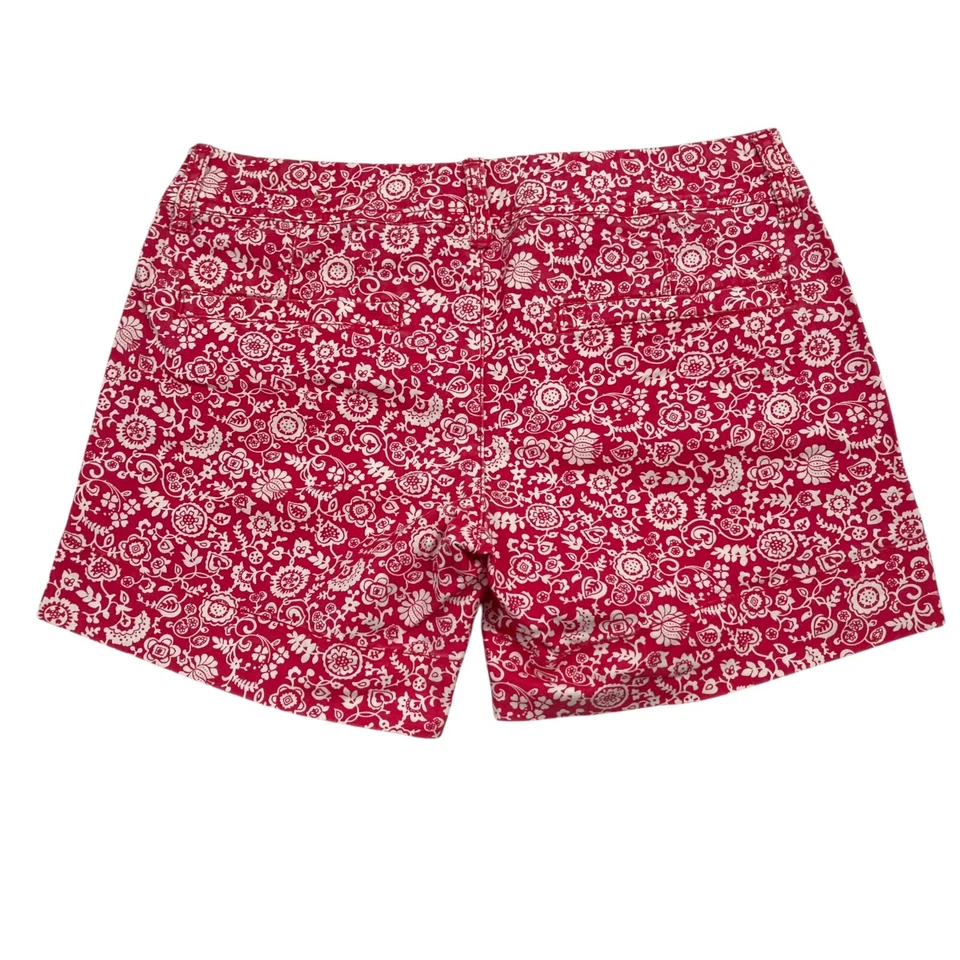 Pantalones Cortos American Eagle Midi Para Mujer Talla 4 Rojo Blanco Denim Floral Elastizados Exterior Foto 2 de 4