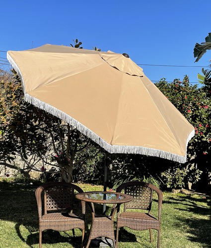 BELLRINO Replacement Tassel Edge Medium Coffee Umbrella Canopy for 9FT 8RIBS - 第 3/7 張圖片