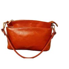 Divina Firenze Italy Lilia Orange Genuine Leather Crossbody Shoulder Purse New