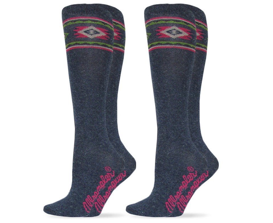 Wrangler Women's Angora Aztec Knee-High Seamless Toe Socks Made in USA