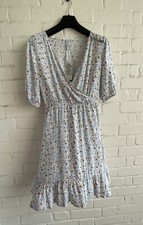 Sub Level Floral Pattern Midi Dress  Low Plunge Neckline Tea Dress Size S/M