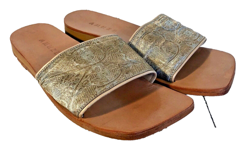 AMUZE Handmade Sandals Sun Valley California Metallic Brocade Slip On Women's 9 - Picture 2 of 10