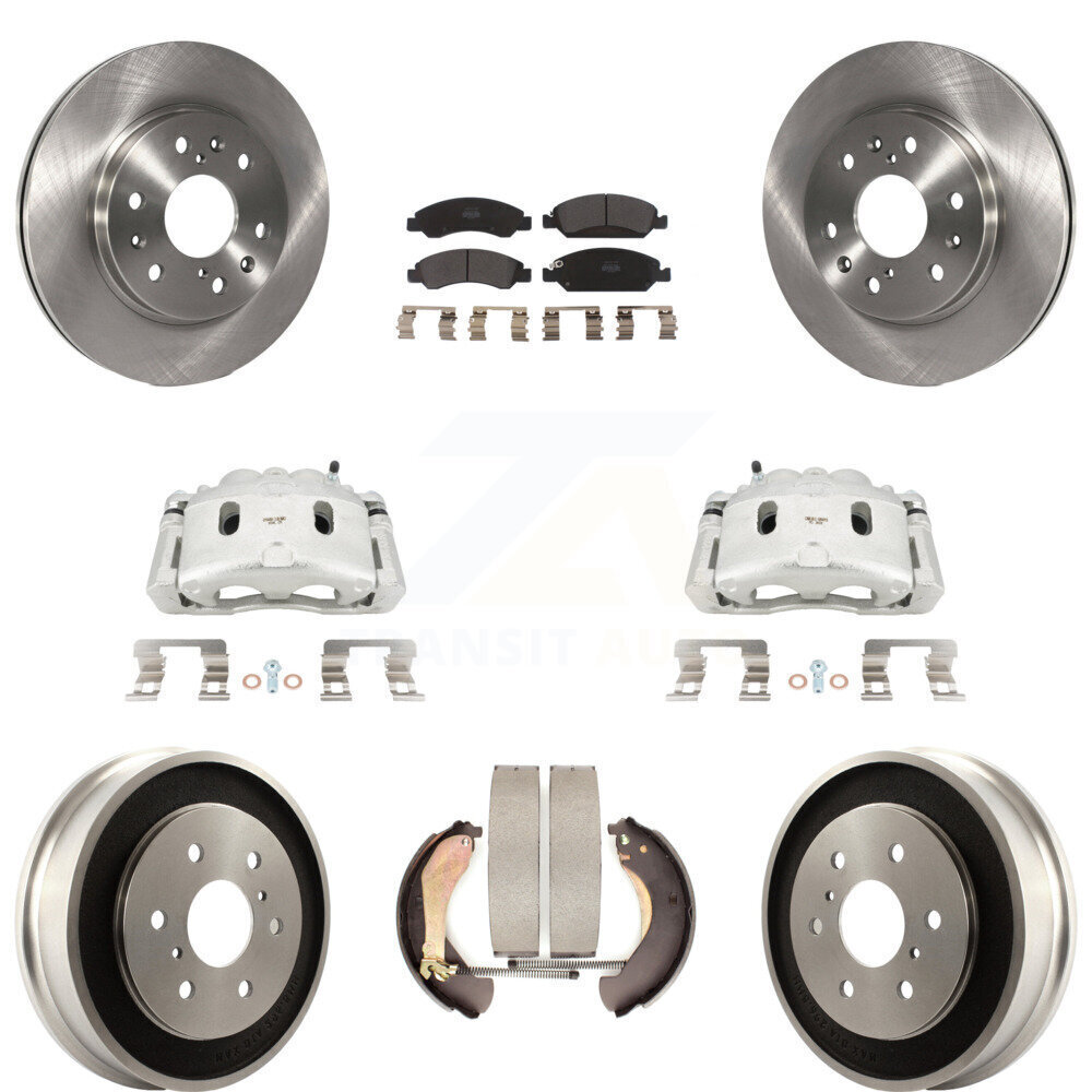 Complete 8-Piece Semi-Metallic Brake Kit for Chevrolet Front & Rear Calipers, Rotors, Drums
