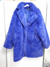 Ladies Coat Faux Fur Blue Plt Size 14 £39.50