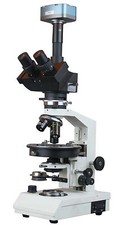 Professional Polarizing Microscope w Rotary Stage Tint Plates/ 5 MP Cam