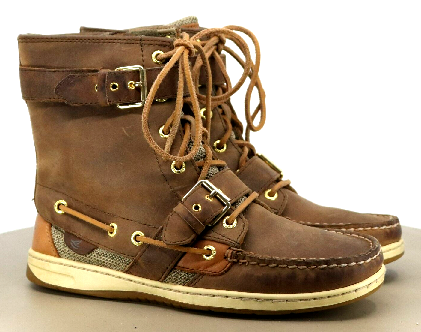 Sperry Top Sider Women's High Top Boat Shoes Size 8.5 Leather Brown eBay