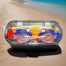 Aqua2ude Boys' Rocket Ship Swim Goggles Blue/Red **NEW**
