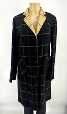 Dkny Women Long Sleeve Wool Blend Button Front Pockets Long Length Coat Black 8