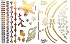 Flash Temporary Adhesive Tattoo Gold Silver 21 Pieces Body Bracelet Chain E39