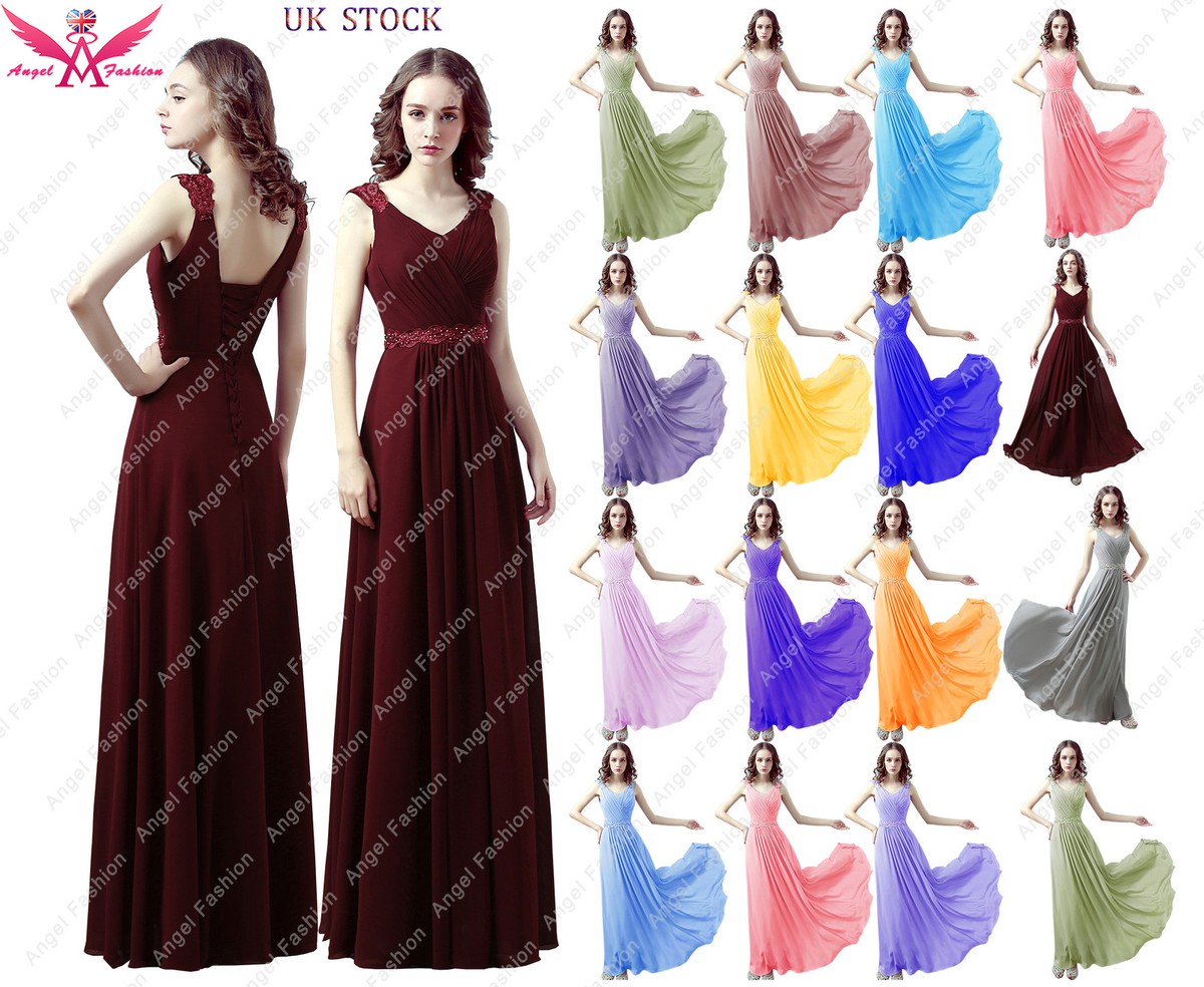 UK V-neck Long Bridesmaid Lace Back Prom Long Formal Evening Party Wedding Dress | eBay UK V-neck Long Bridesmaid Lace Back Prom Long Formal Evening Party Wedding Dress | eBay