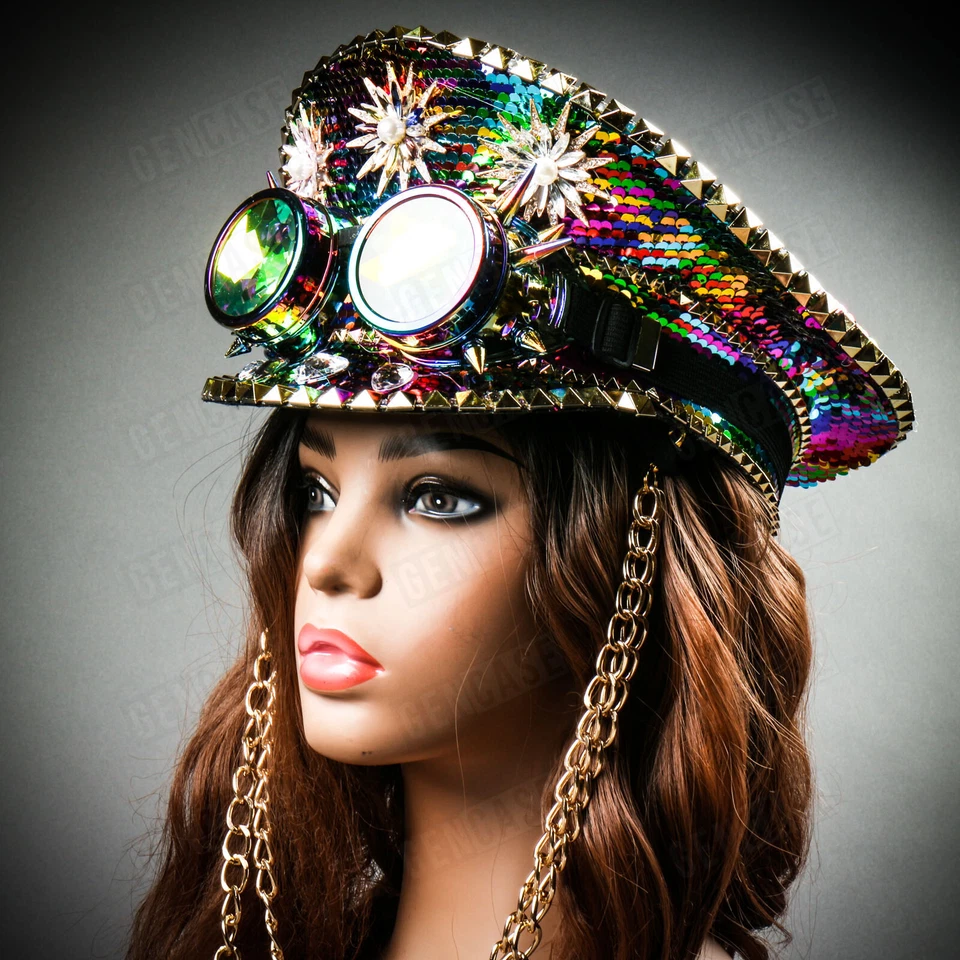 Men & Women Burning Man Hat Costume Festival Military Captain Hat for Party Rave - Image 3 of 4