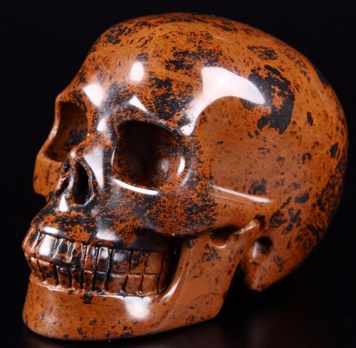 1" mahogany obsidian carved crystal skull, realist