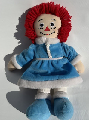 Vintage Raggedy Ann Doll Plush By Applause 2001 Blue Jacket Toy w/ sewn on eyes