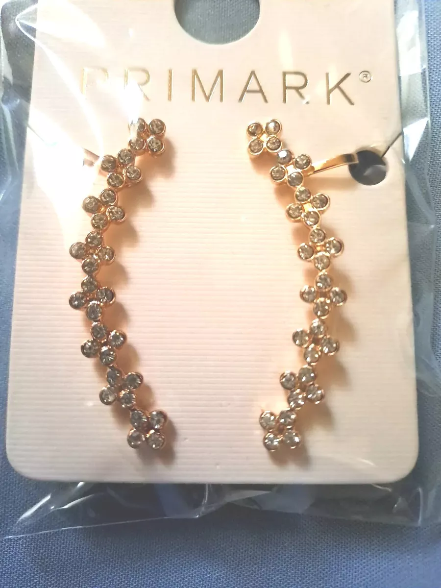 Primark Gold And Diamonte Earings Ear Climbers cuffs Costume Jewellery