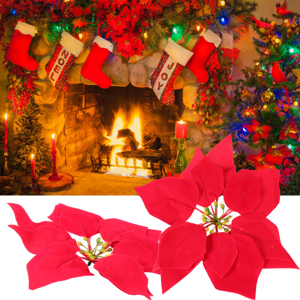 10 Pcs Xmas Flower Ornament Xmas Garlands Flower Christmas Tree Picks