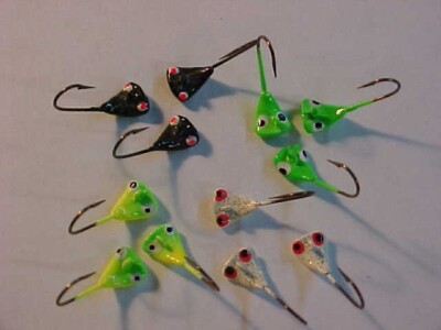 12 NEW stand up Bug JigS Hook PANFISH ASSORTMENT ICE FISHING fr rod reel  line