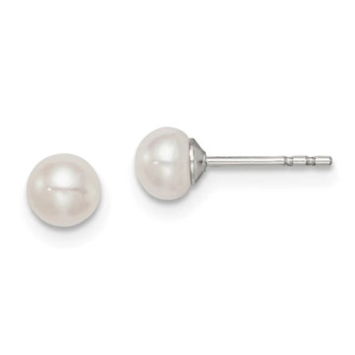 925 massiv Sterling Silber 4 mm Perlen Ohrstecker echte Süßwasserperlen - QE7647