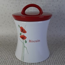 Dunelm Ceramic Poppy Cookie Jar Biscuit Barrel Storage Container Red Kitchen 