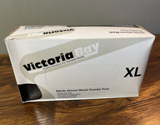 NIB Victoria Bay Nitrile Latex Disposable Gloves Black Powder Free XL