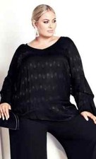 Image of Evans - Black - Chevron Wave Long Sleeve Top - Size 26/28 - BNWT - RRP £28.00