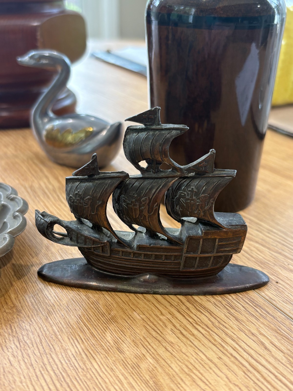 Vintage Cast Metal miniature sailing ship