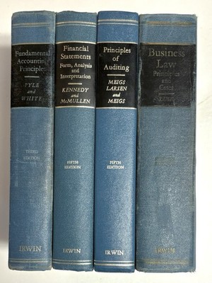 Vintage Richard D Irwin Accounting/Business Law Lot of 4 HC Books *See Pictures