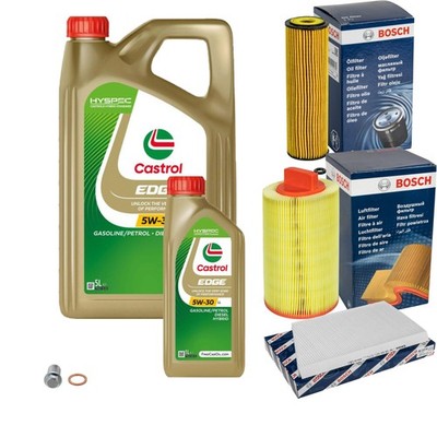 BOSCH Inspektionspaket 6 L Castrol EDGE FST 5W-30 LL für Mercedes-Benz