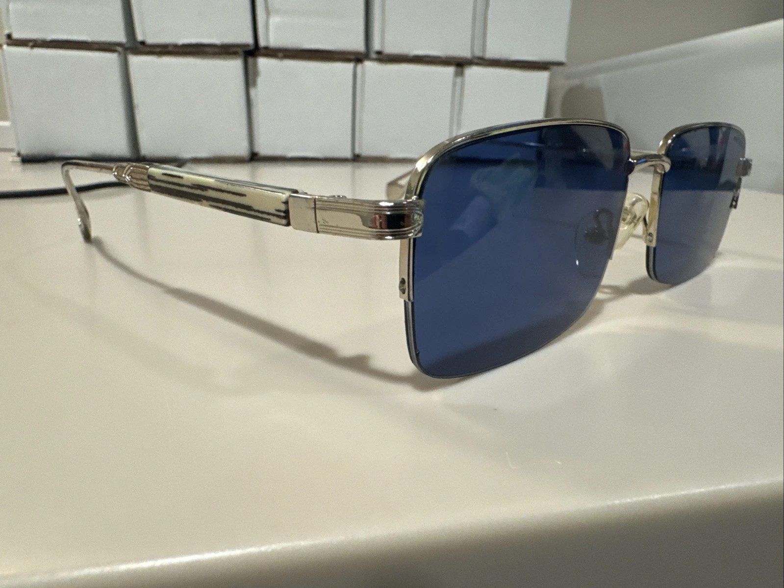 Maybach Y6876 55 18 140 Sunglasses Silver/Blue U #L100