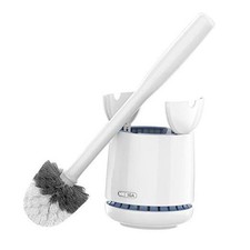 Toilet Bowl Brush and Holder, Premium Quality, with Solid One Size White