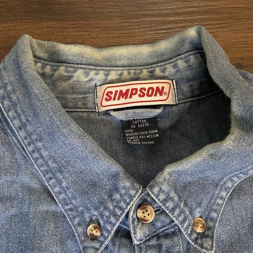 Vintage Team Simpson Racing Men's Denim Button Up Long Sleeve Shirt- Size XXL - Picture 3 of 3