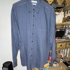 Tumblebury Touch of Cashmere Men s Dress Shirt 16.5/35 Blue Plaid Long Sleeve