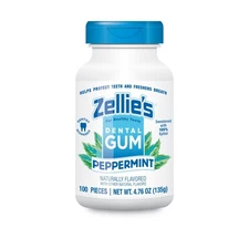 Zellies Peppermint Chewing Gum | 100 Xylitol | Vegan, Gluten Free | 100 Count