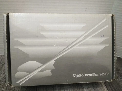 Crate & Barrel Sushi 2 To Go 8-Pc Platters Sauce Dishes Chopsticks & Rests (READ