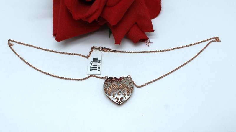 Sterling Silver / Rose Gold Vermeil  NWT Heart  4.9g Necklace CAT RESCUE