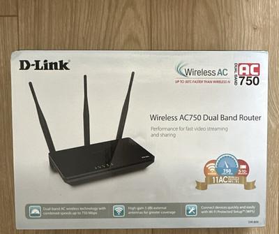 D-Link DIR-809 AC750 Dual-Band WLAN Router 802.11ac 4x LAN WPS schwarz