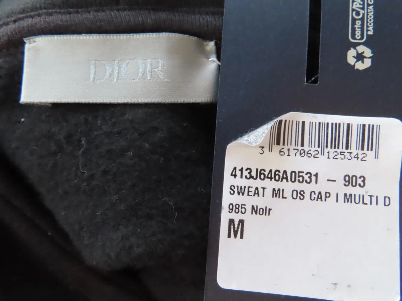 Felpa con cappuccio a maniche lunghe Dior Homme nera multicolore stampa logo taglia M nuova con etichetta