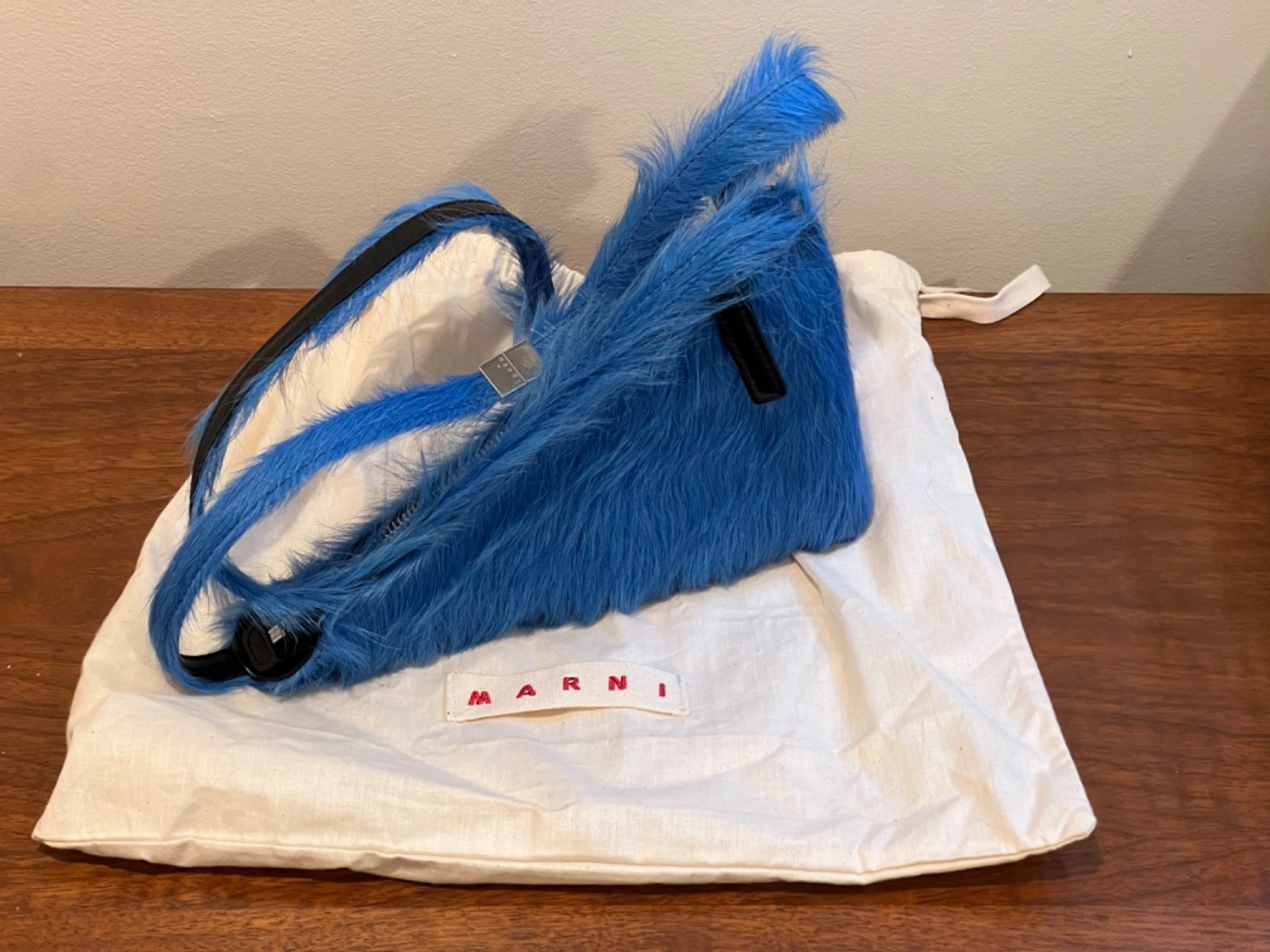 Marni Blue Prisma Triangle Bag New with Tags (Pony Hair Messenger Bag)