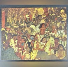 King Original Antique Vintage Fine Art INDIA Print Poster Ajanta Caves Wall LRG