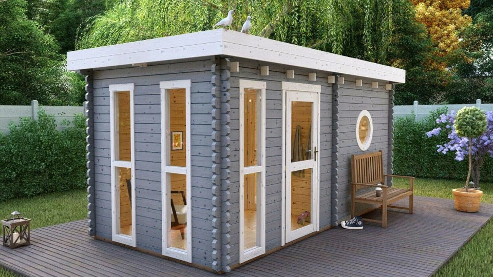 Saunahaus Trontheim 3 Gartensauna Gartenhaus Sauna Außensauna 4,8x2,4 Ofen opt - Bild 3 von 4