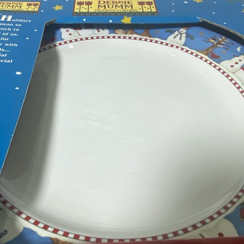 SAKURA Snowman Debbie Mumm red white blue Christmas Dinner Plates Set Of 4 New - Picture 3 of 6