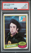 1980 O-Pee-Chee #22 Jim Craig RC Auto PSA/DNA PSA 7 Autograde 9