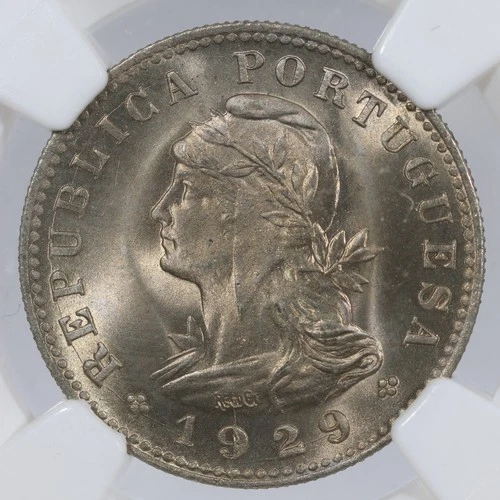 1929 Portugese Empire St. Thomas & Prince 20 Centavos - NGC MS66
