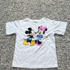 Disney Mickey Mouse Minnie Mouse Camiseta Blanca Unisex Niño Pequeño Talla XS