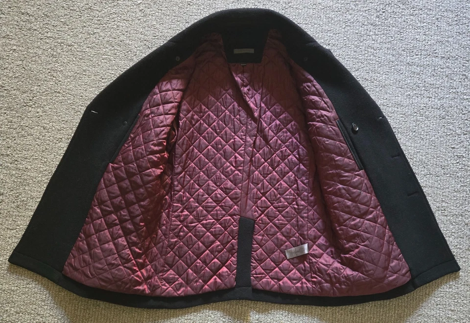 $695 Abrigo John Varvatos Carlos Vintage Lana Negro Guisante 50 40 M Foto 2 de 4