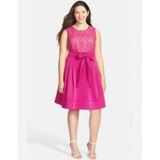 Eliza J Pink Lace Sleeveless Pleated Dress Size 8