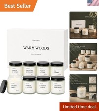 Scented Candles Gift Set, 8 Pack Warm Woods Soy Wax Candles, 3.5 oz Each