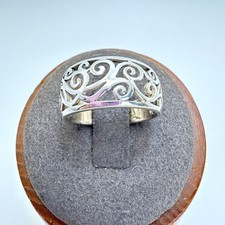 VTG Solid Sterling Silver 925 Filigree Scroll Design Tapered Band Ring Size 6.75