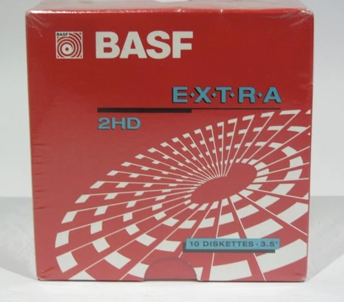 Vintage Pack 10 Stk. BASF Extra 3,5“ 2HD Disk Disketten für Homecomputer und PC