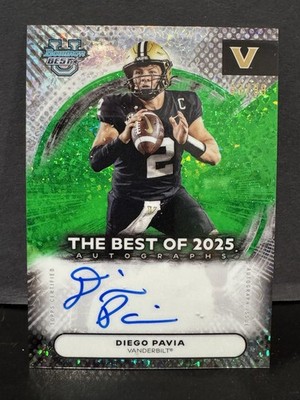 Diego Pavia 2025 Bowman U Best #BOA-DPA Best Of 2025 Auto Green Mini-Diamond /99