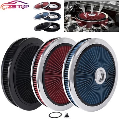 14'' x 2'' Air Cleaner Set Thru High Flow Washable w/ Chrome Lid For SBC BBC